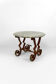 Art Deco round pedestal table in marble and wrought iron, circa 1940