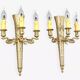 Large pair of Napoleonic gilt bronze empire style wall lights with three candles