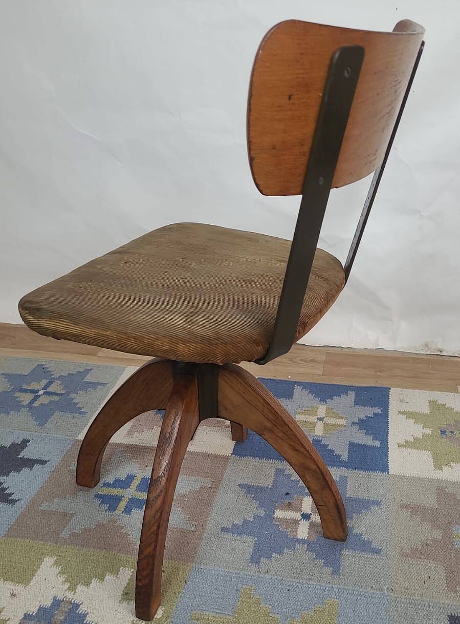 Adjustable Scandinavian oak office chair – Denmark, 1940