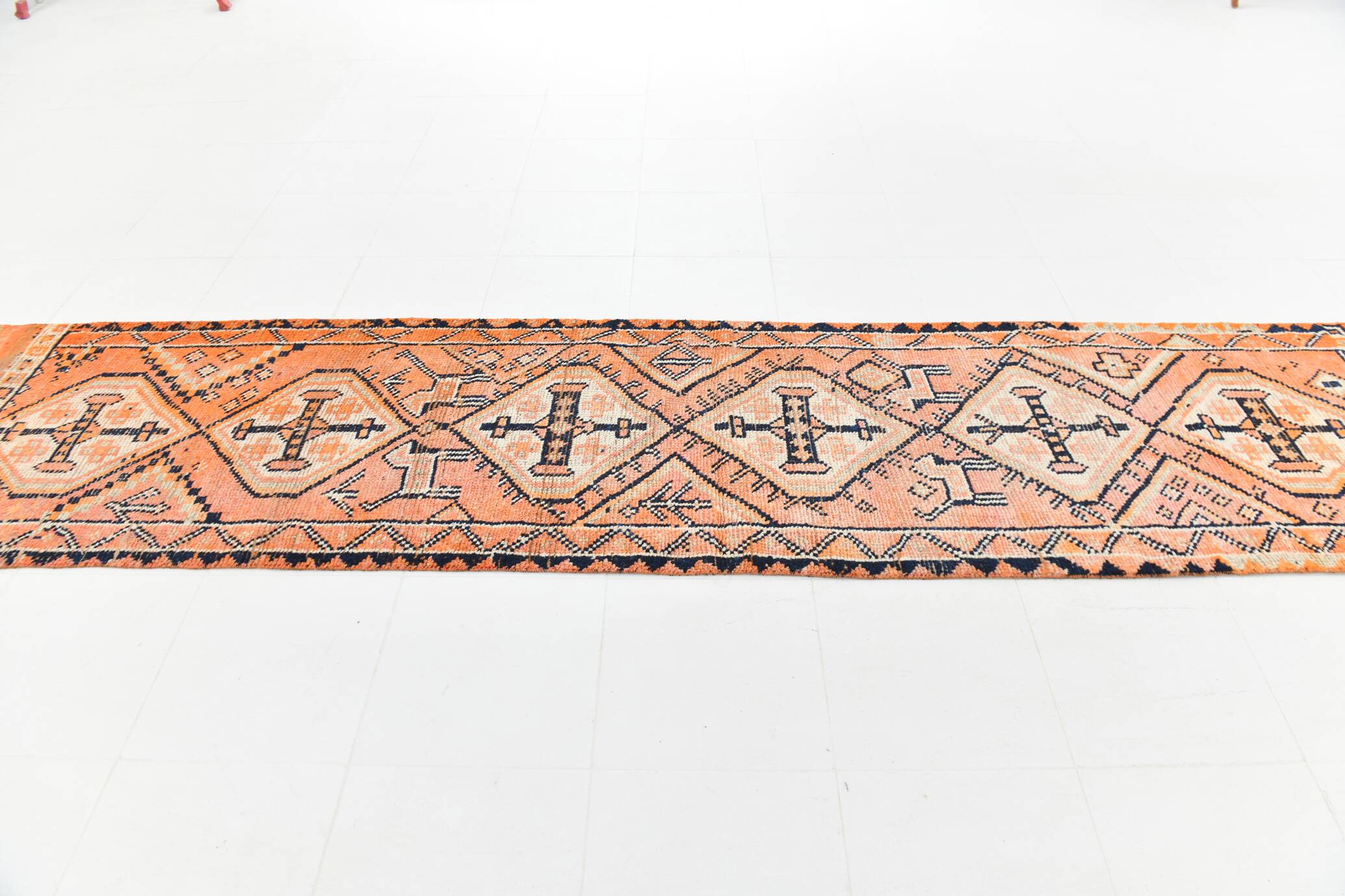 3x13 Faded Orange Vintage Runner Rug, 87x383Cm SK 23482