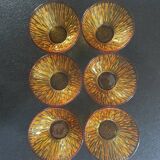 6 vintage amber glass bowls