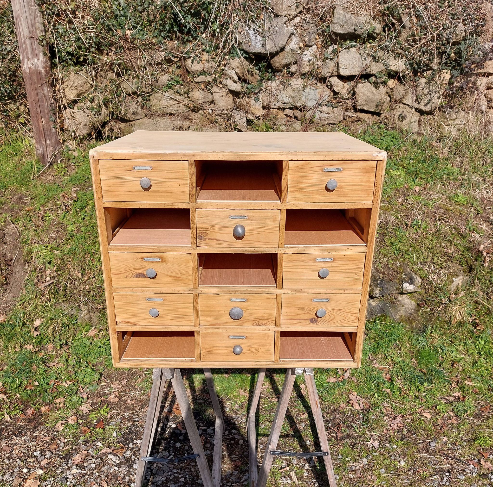 meuble de métier en bois, meuble à tiroirs