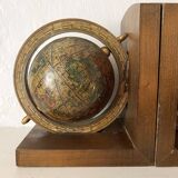 Vintage world map bookends terrestrial globes