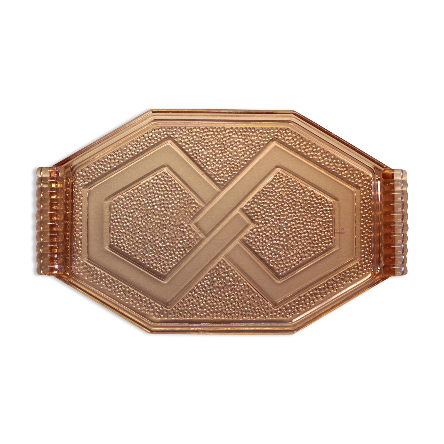 Art-deco pink glass top