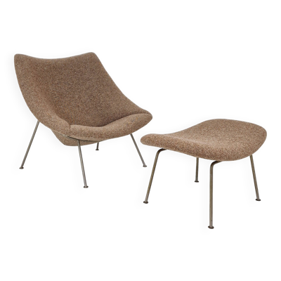 Fauteuil Oyster avec ottoman par Pierre Paulin pour Artifort, 1960s