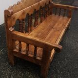 Folk art larch pine bench