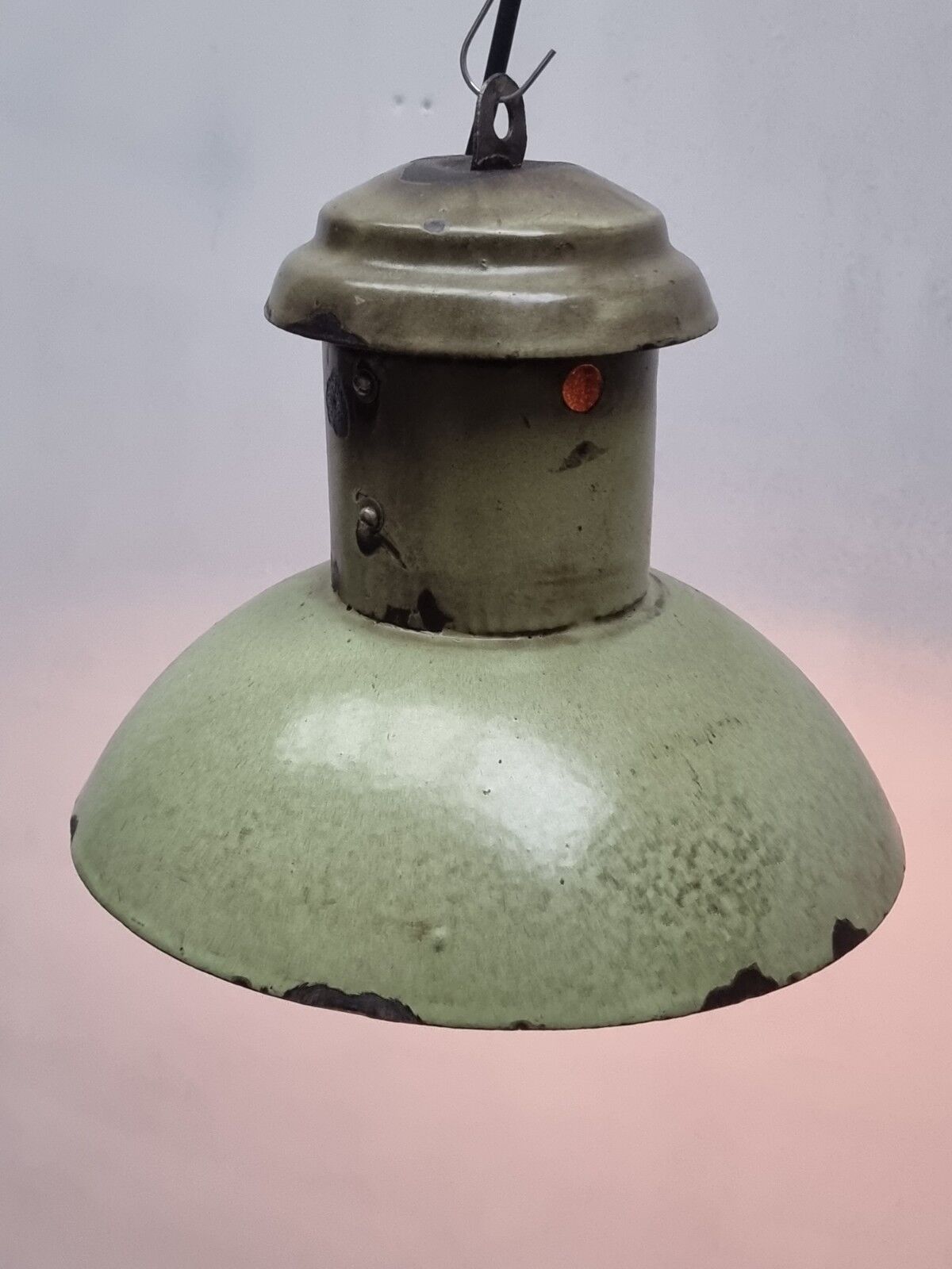 Old street lamp soft green enamel hanging lamp