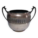 Large art deco stamped brass planter