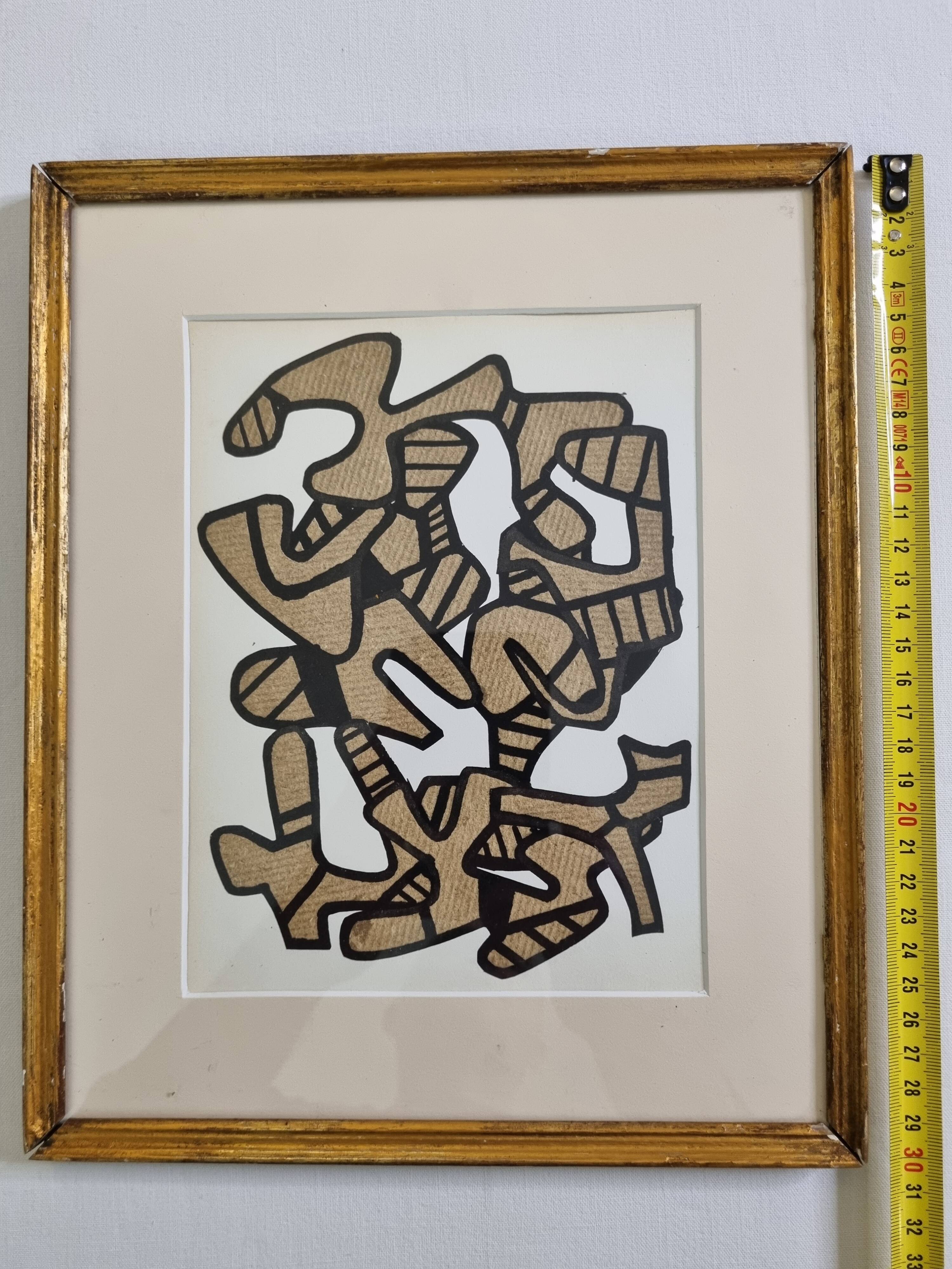Screenprint after Jean Dubuffet framed under glass 25 cm by 30 cm
