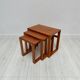 1970s vintage Danish mid-century teak nesting coffee side tables – set of 3