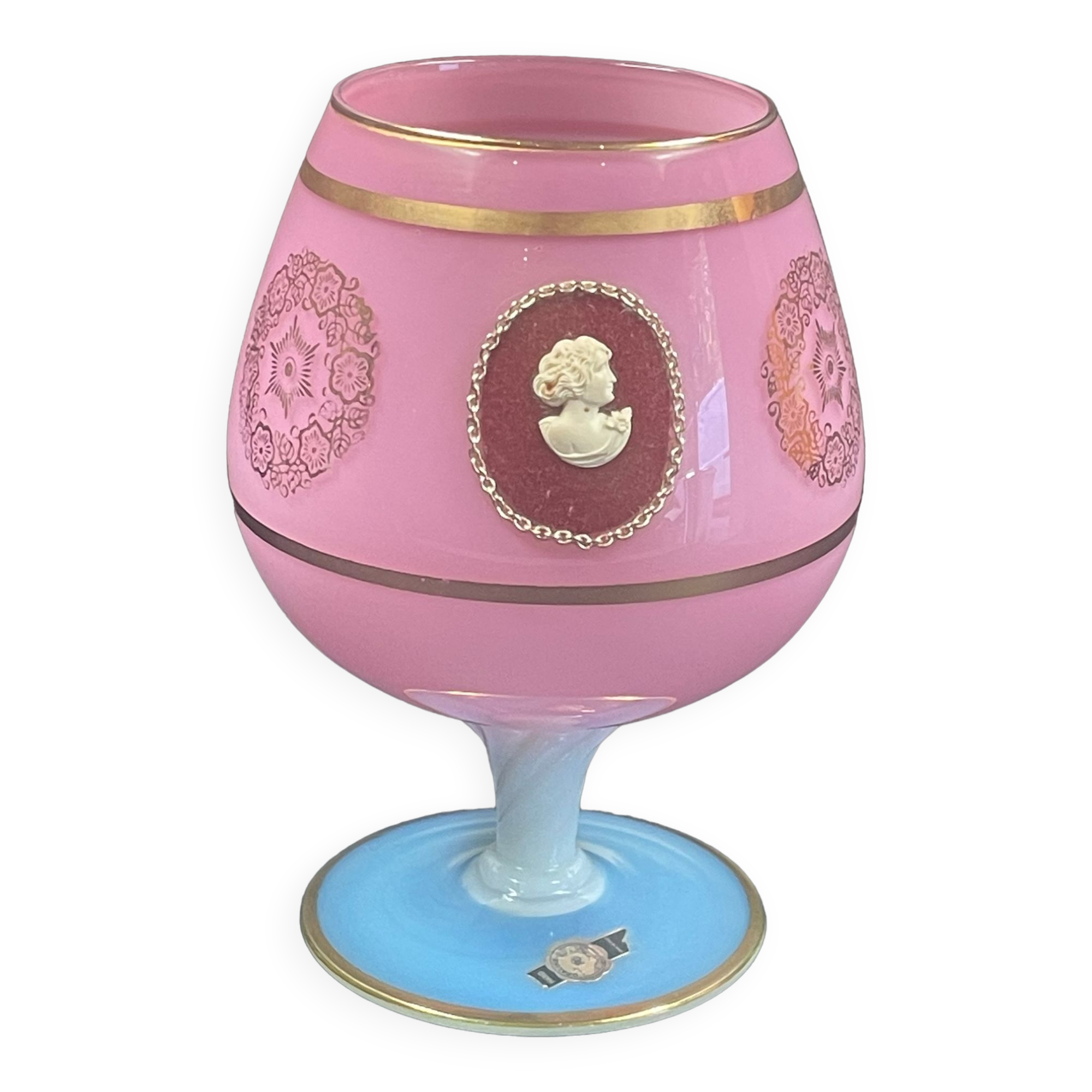 Opaline cognac glass shaped vase 20.5 cm