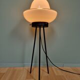 Tripod lamp in opaline glass and black lacquered metal