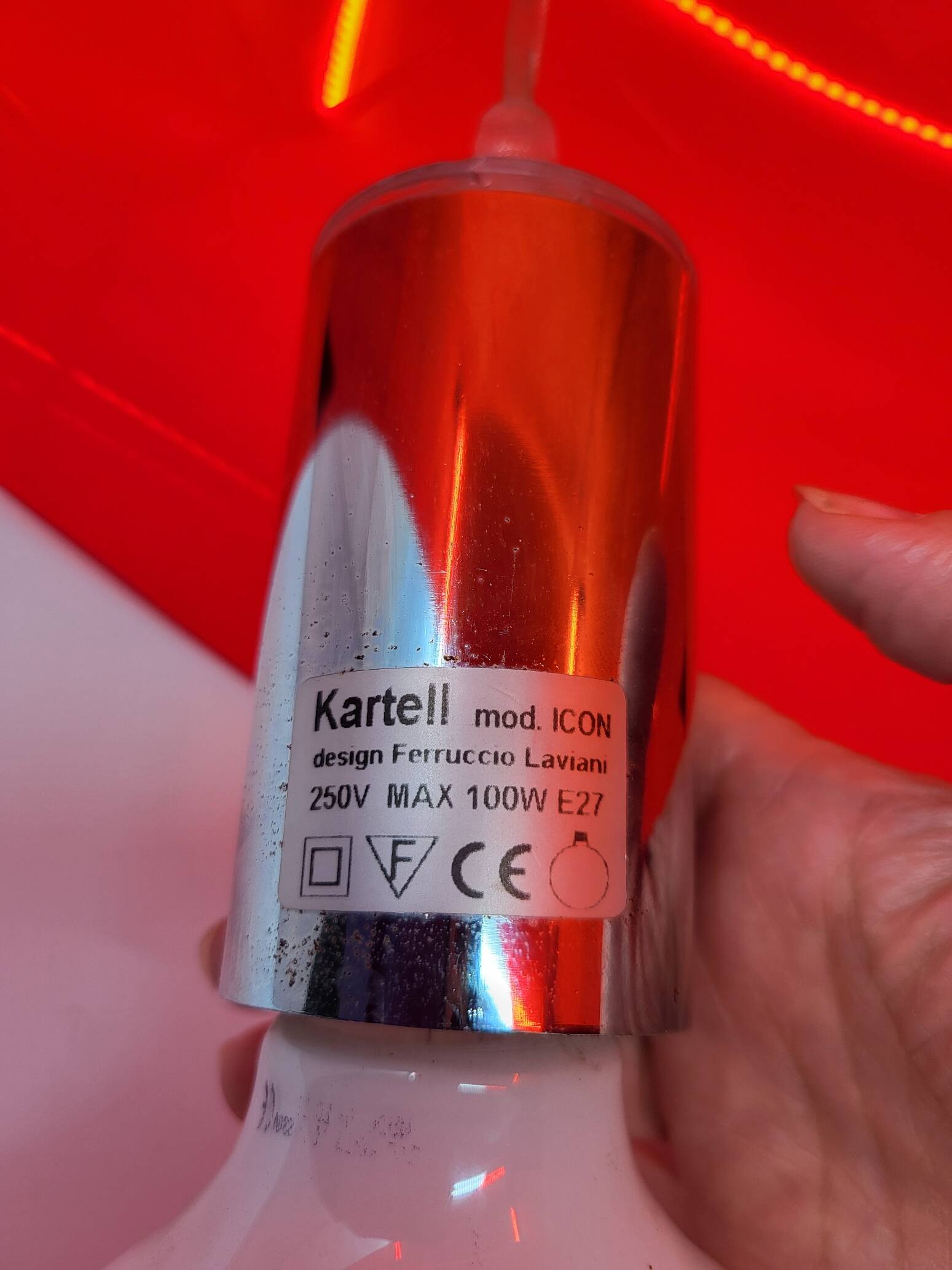 Lustre ICON by Ferruccio Laviani for Kartell Red Italy Modern