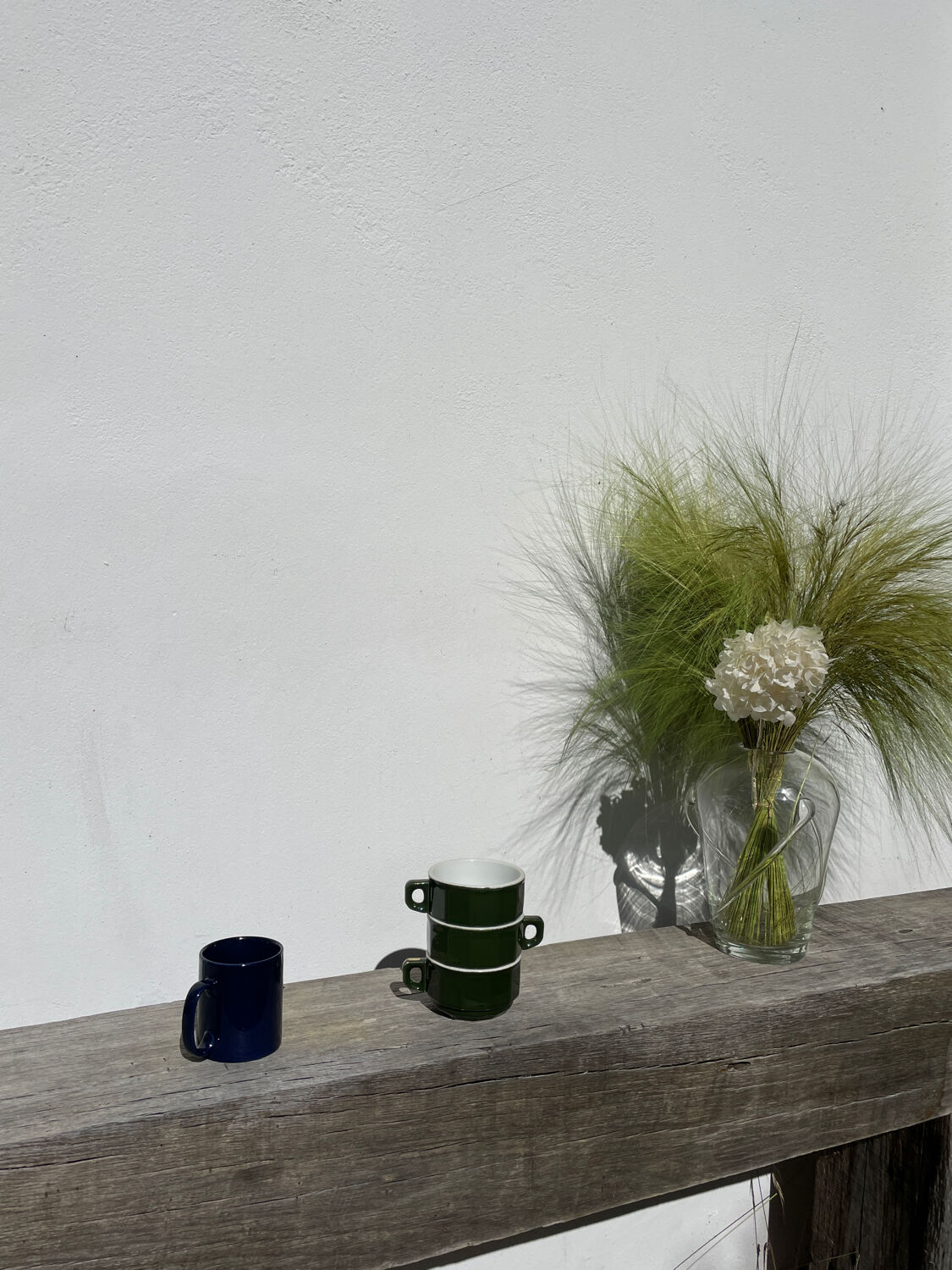 3 dark green bistro tea cups from Caen