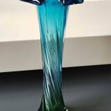 Flower-shaped soliflore vase. In blown Art glass. Handmade. High 30 cm
