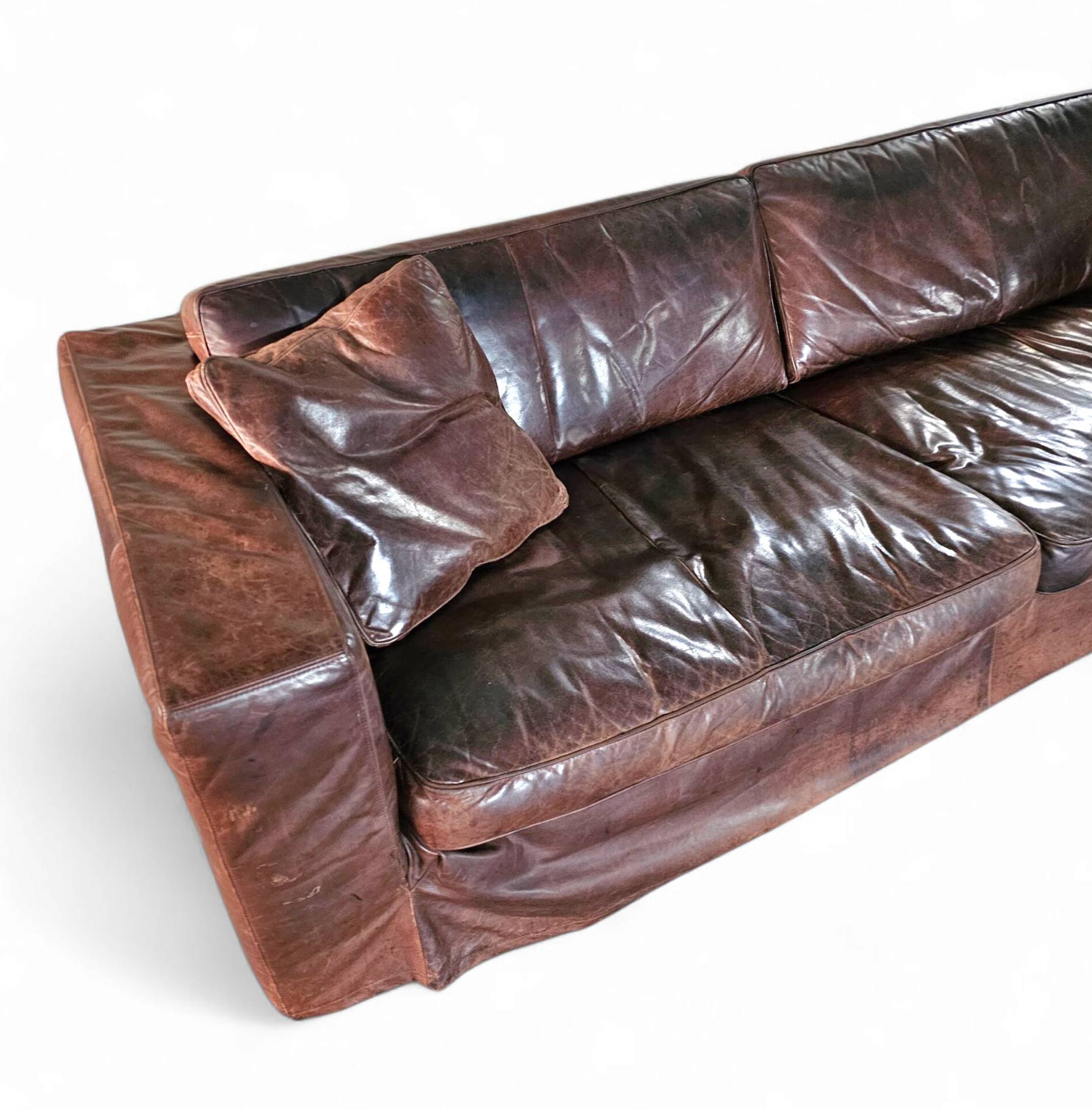 Massive / loose cover / brown leather / lounge sofa / 1970s/