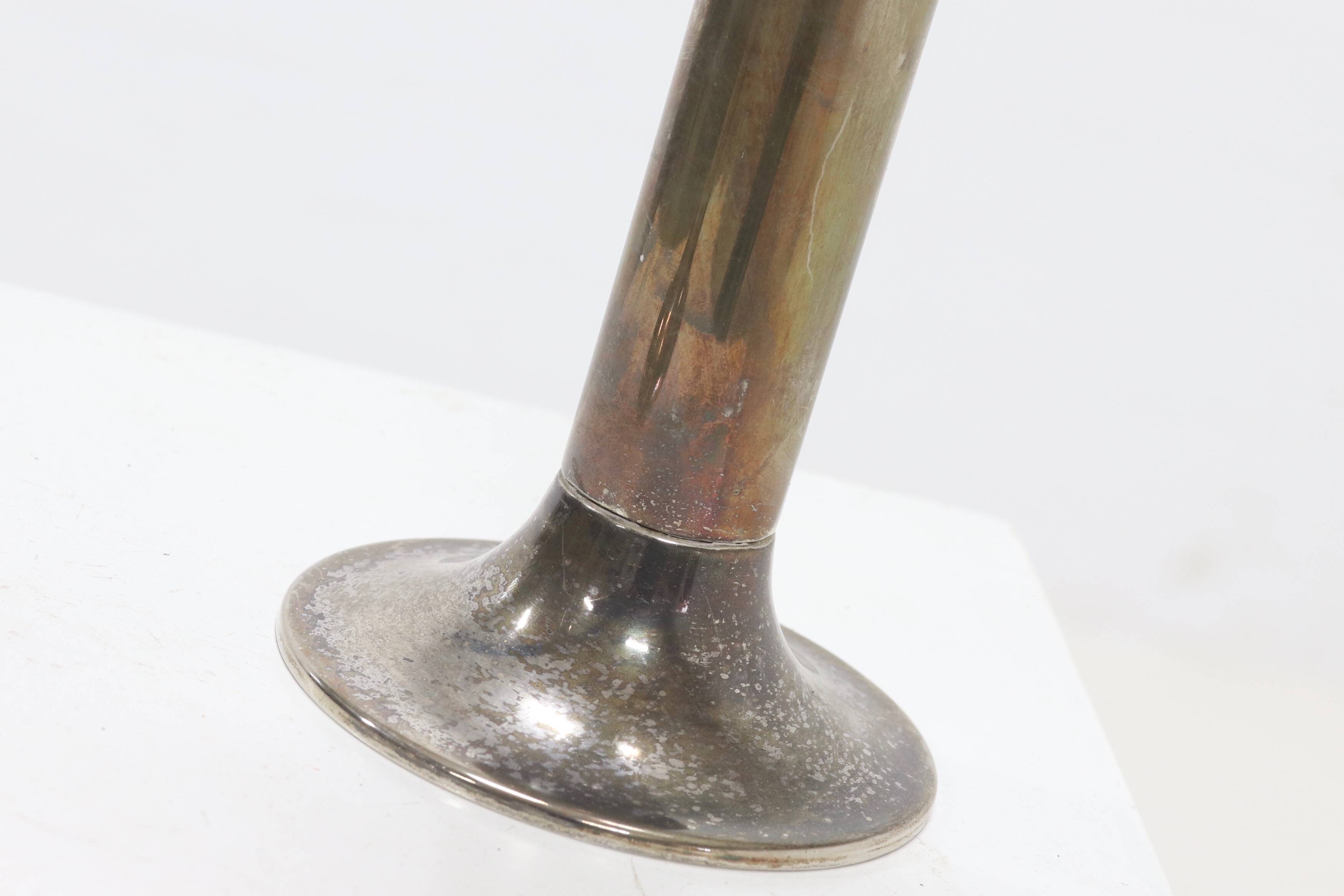Pair Stainless Steel Silver Plated Candlesticks 1960s