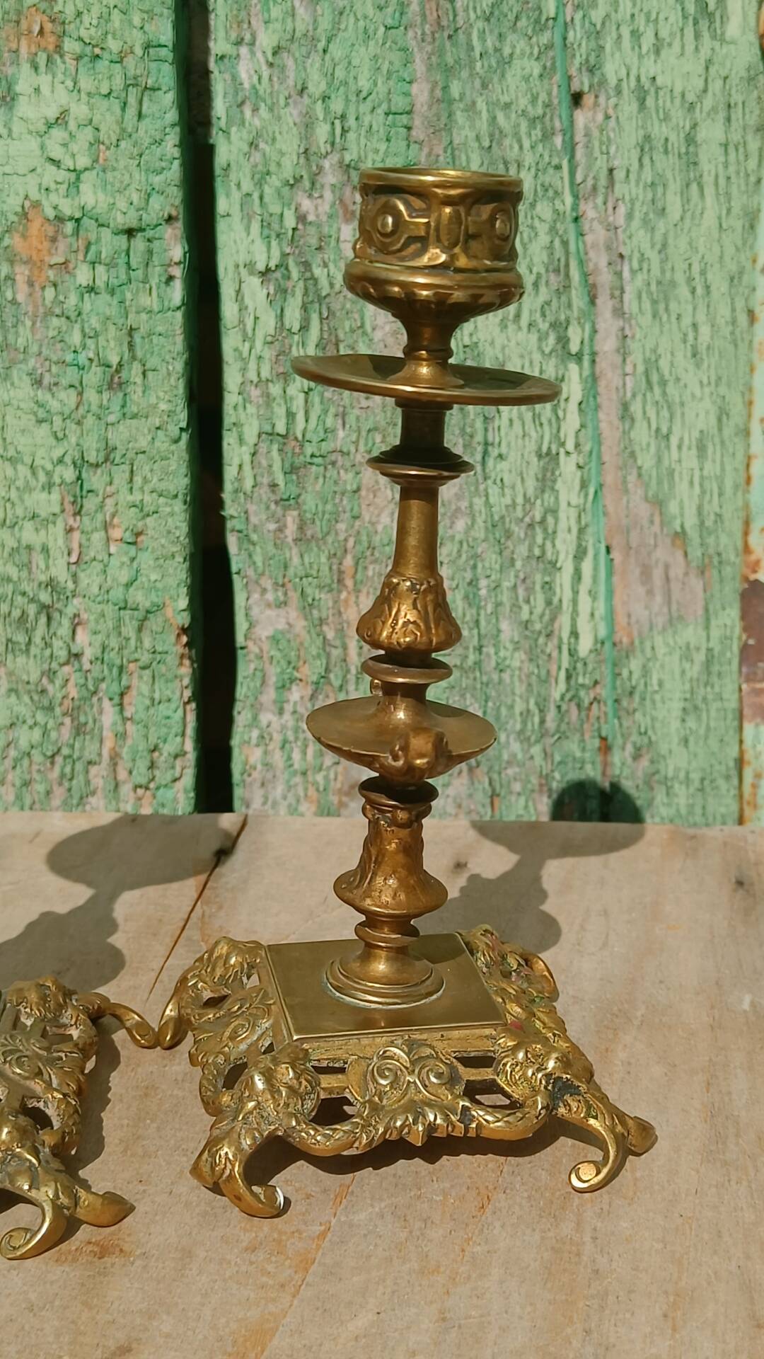Pair of antique brass candlesticks – Napoleon III style