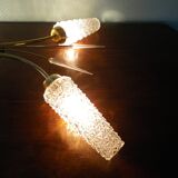 Four-light suspension with glass lampshade, diamond size, 1980.