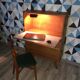 Secrétaire bureau vintage  4 pieds compas années 50