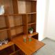 Deens hoge teak vakkenkast met bar vintage wandkast