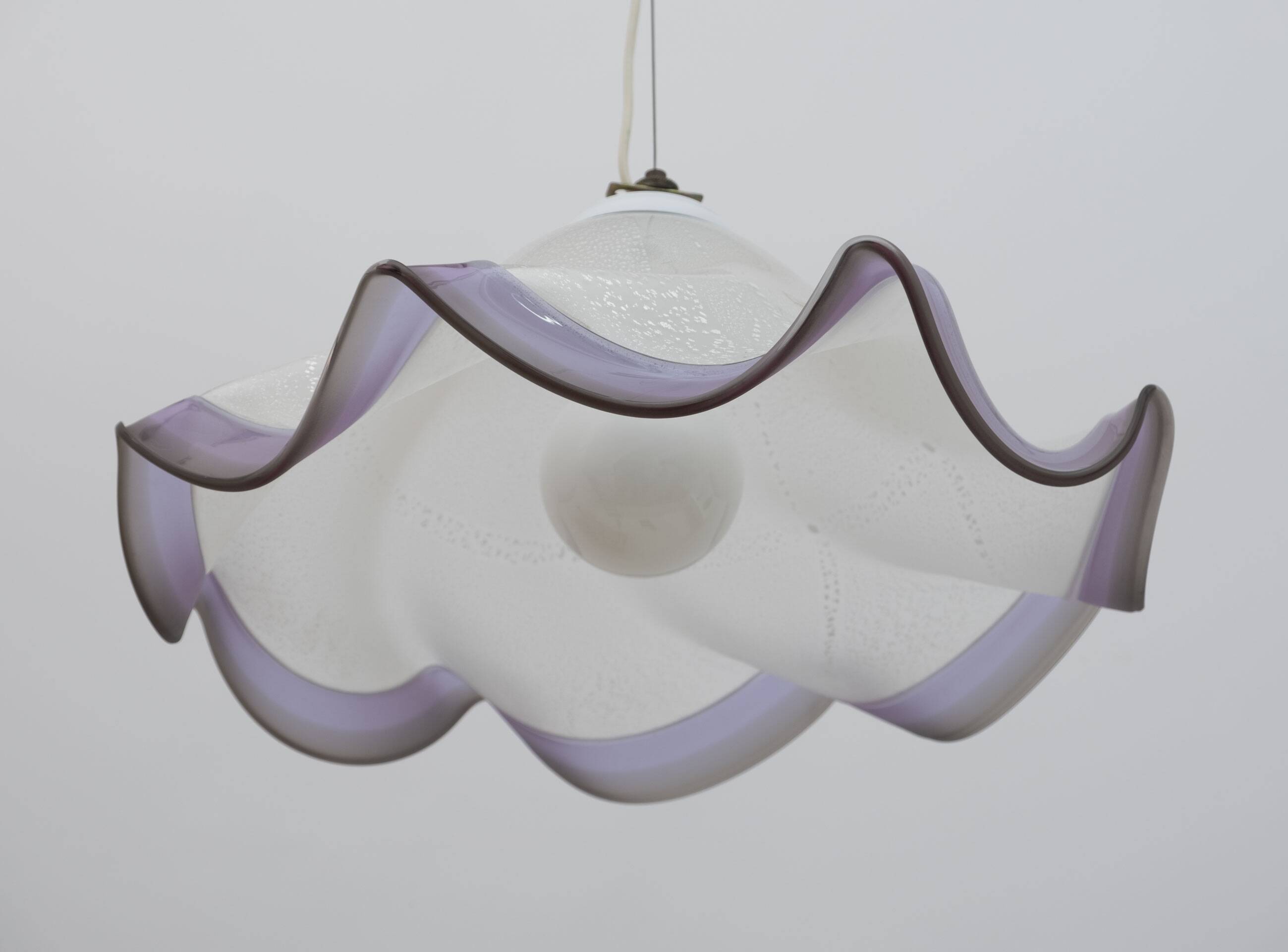 Suspension italienne en verre de Murano argenté, années 1970