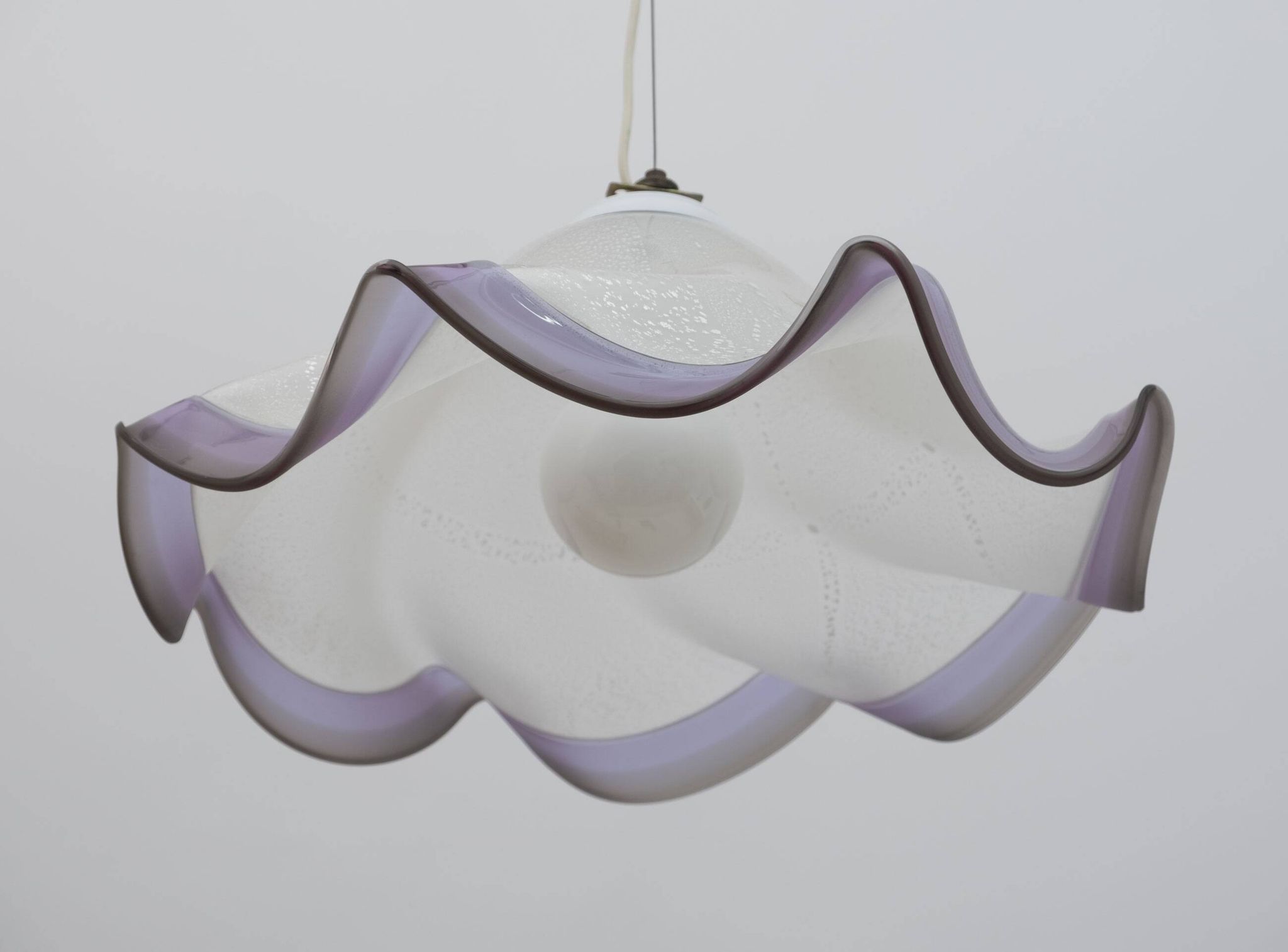Mid-Century Modern Italian Murano Silver Leaf Glass Pendant Lamp, 1970s