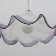 Mid-Century Modern Italian Murano Silver Leaf Glass Pendant Lamp, 1970s