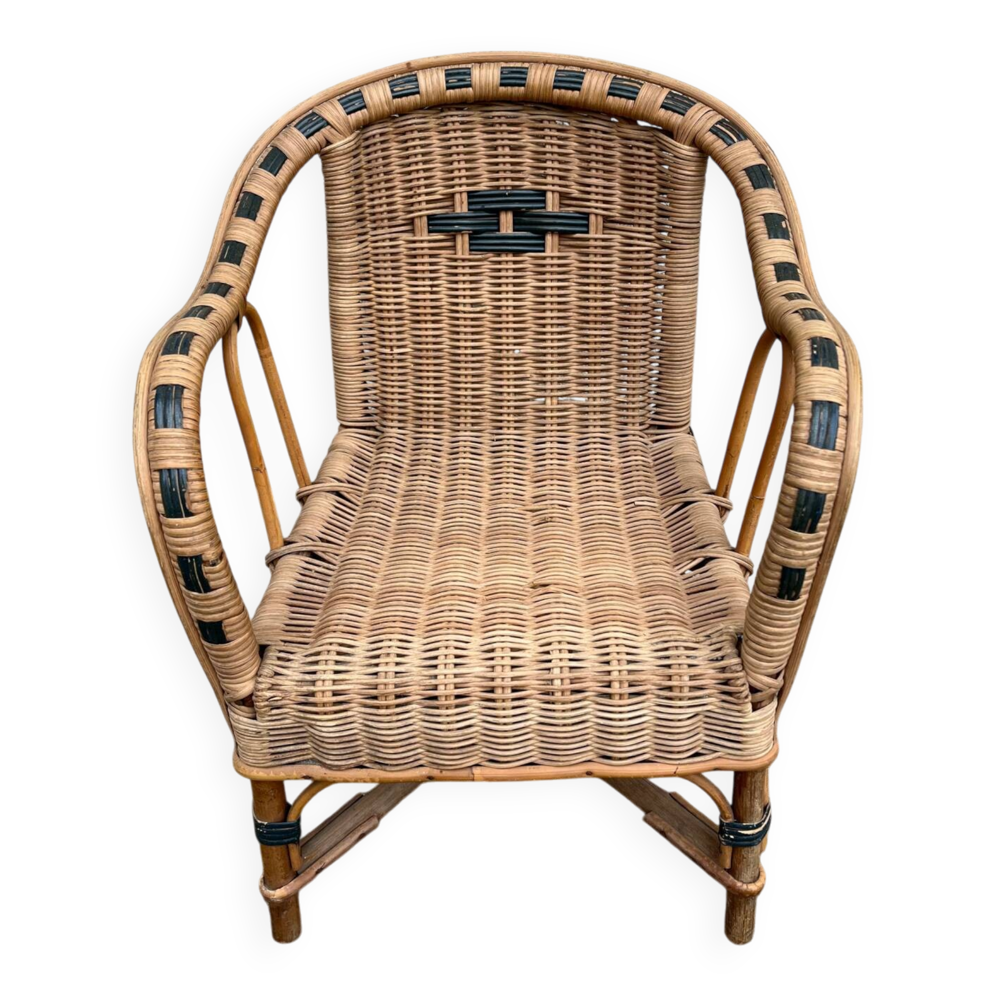 Fauteuil en rotin enfant vintage