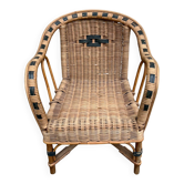 Fauteuil en rotin enfant vintage