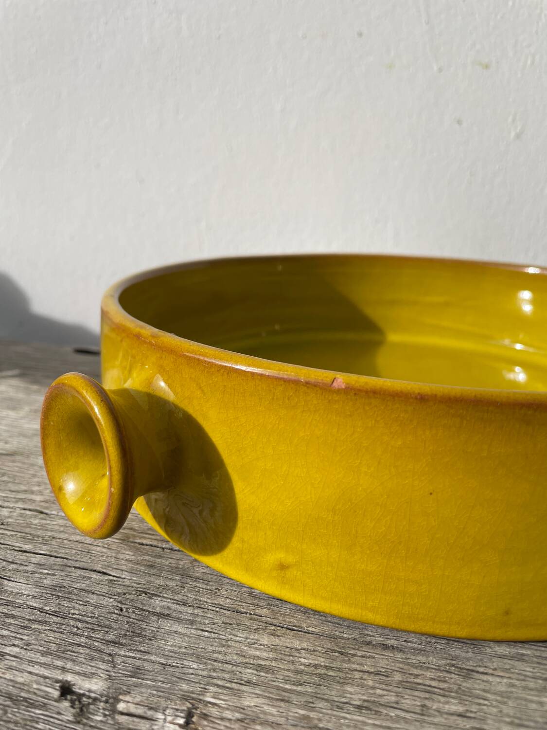 Fire-earth glazed ceramic salad bowl