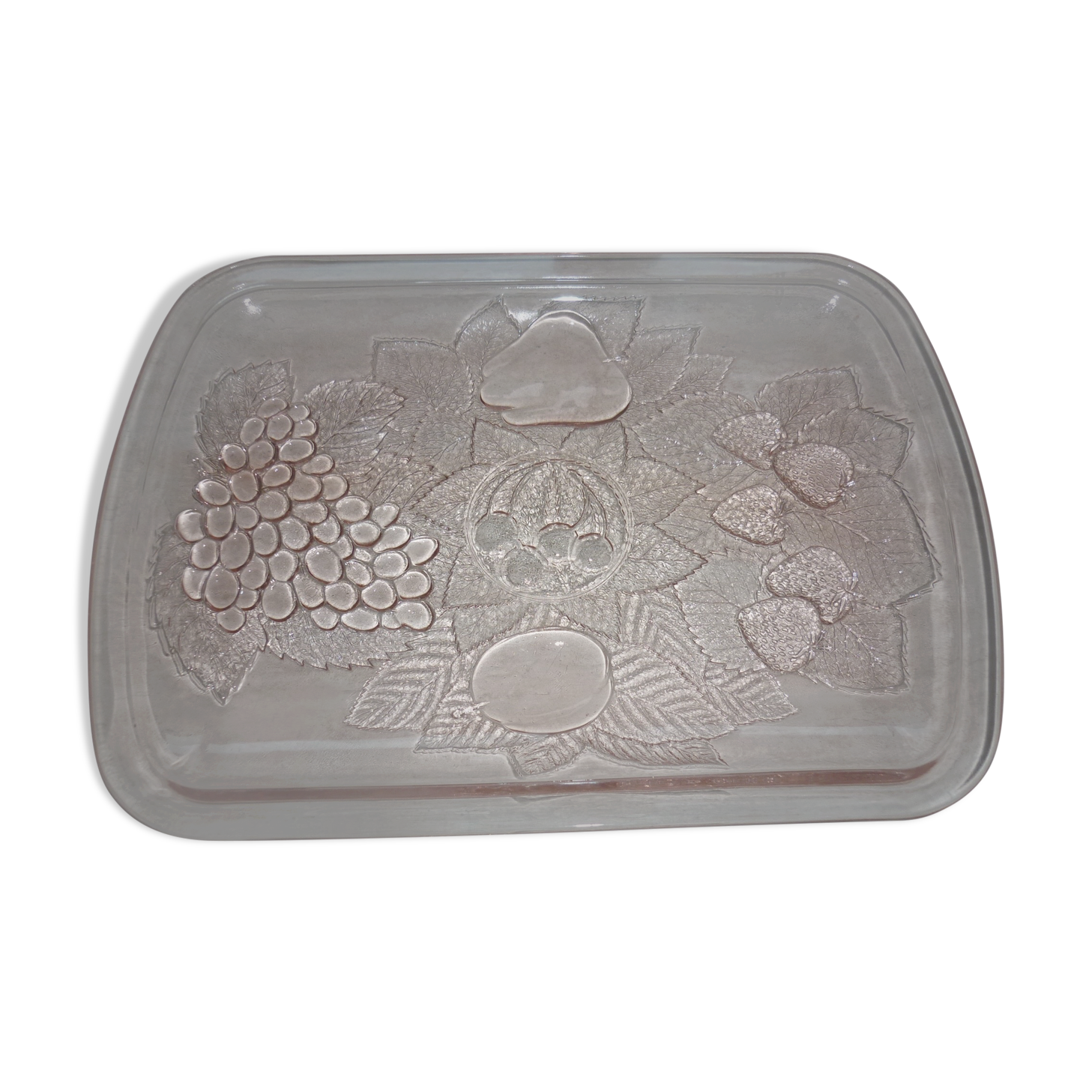 Pink glass top art deco fruits