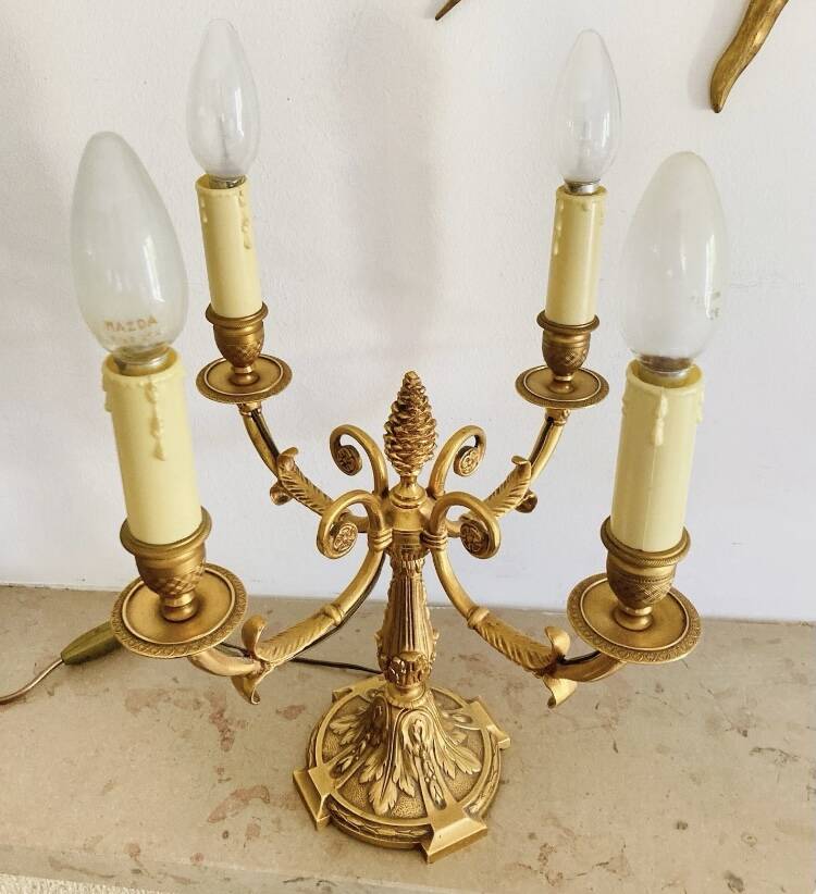 Pair of gilt bronze table lamps from the mid-20th century