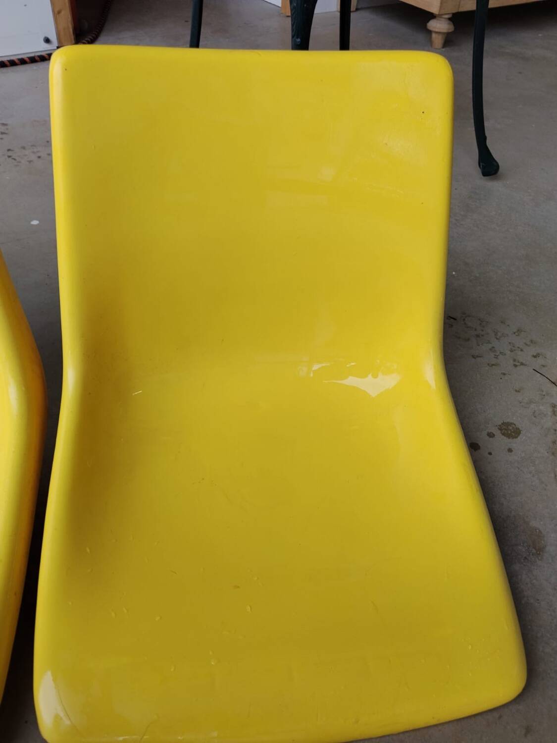 Waiting bench, vintage yellow banquette