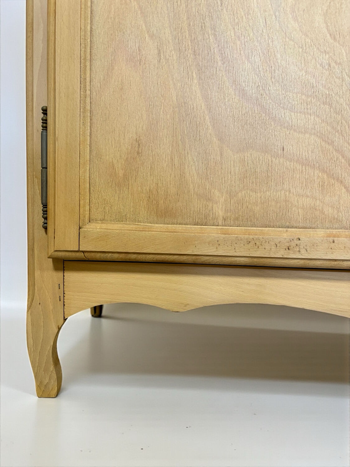 Renovated antique wardrobe – natural wood & sage green interior