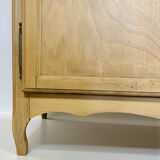 Renovated antique wardrobe – natural wood & sage green interior