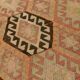 Turkish Vintage Kilim Rug: Shades Of Red Brown Handmade Wool Rug 160x417Cm