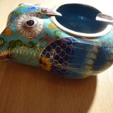Bronze Owl Ashtray + Cloisonné Enamel