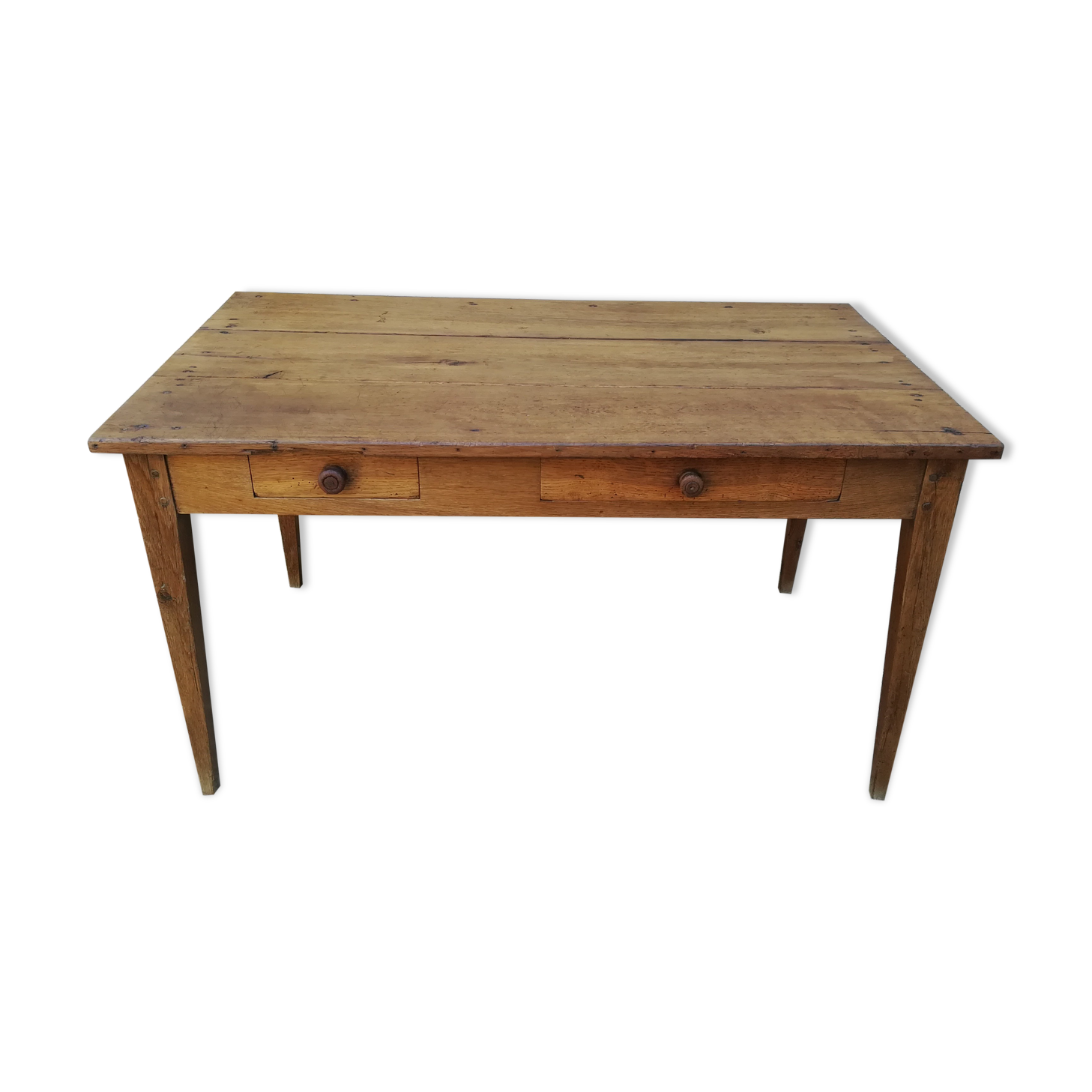 Oak farmhouse table two drawers
