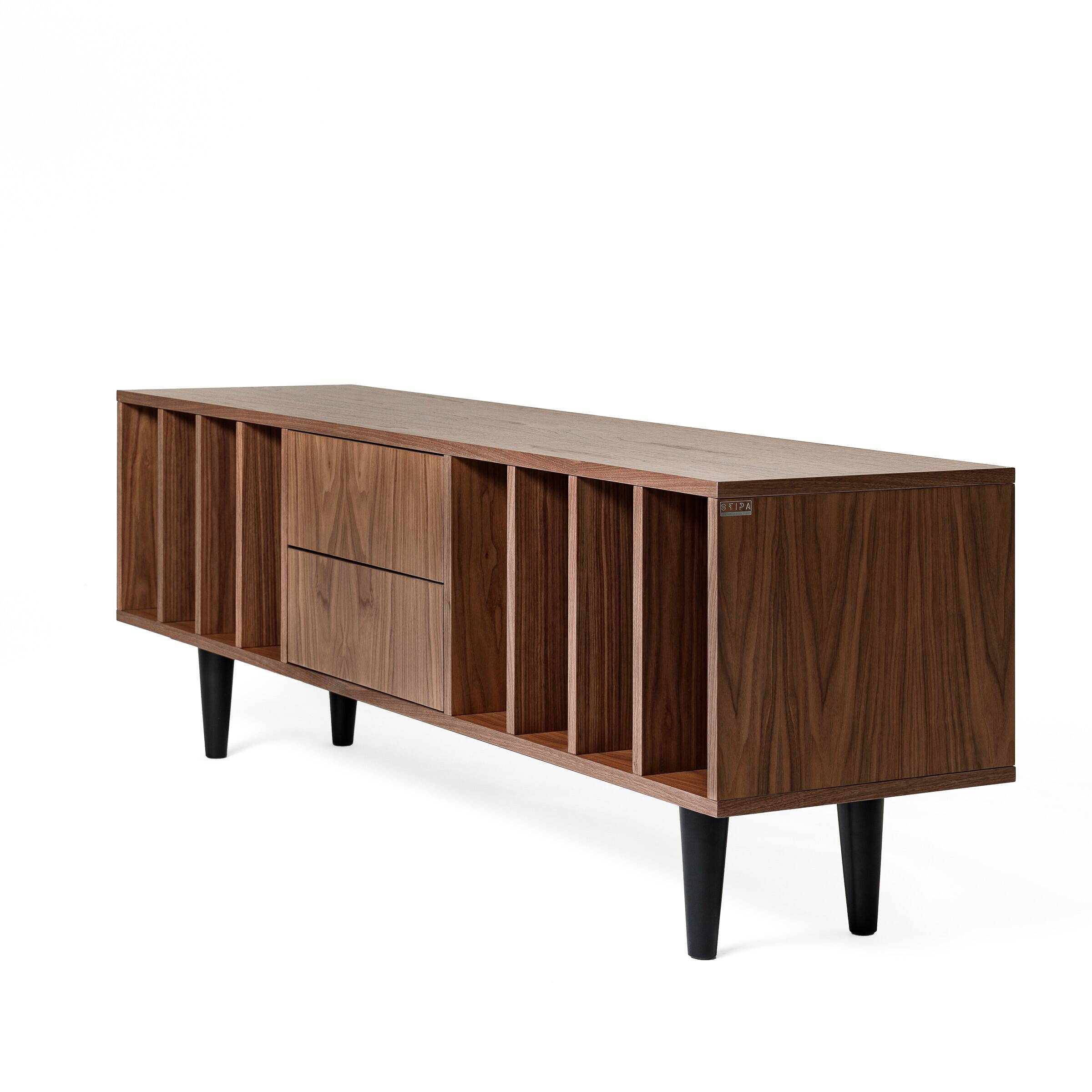 Vinyl Record Storage Cabinet Walnut "Nolana"