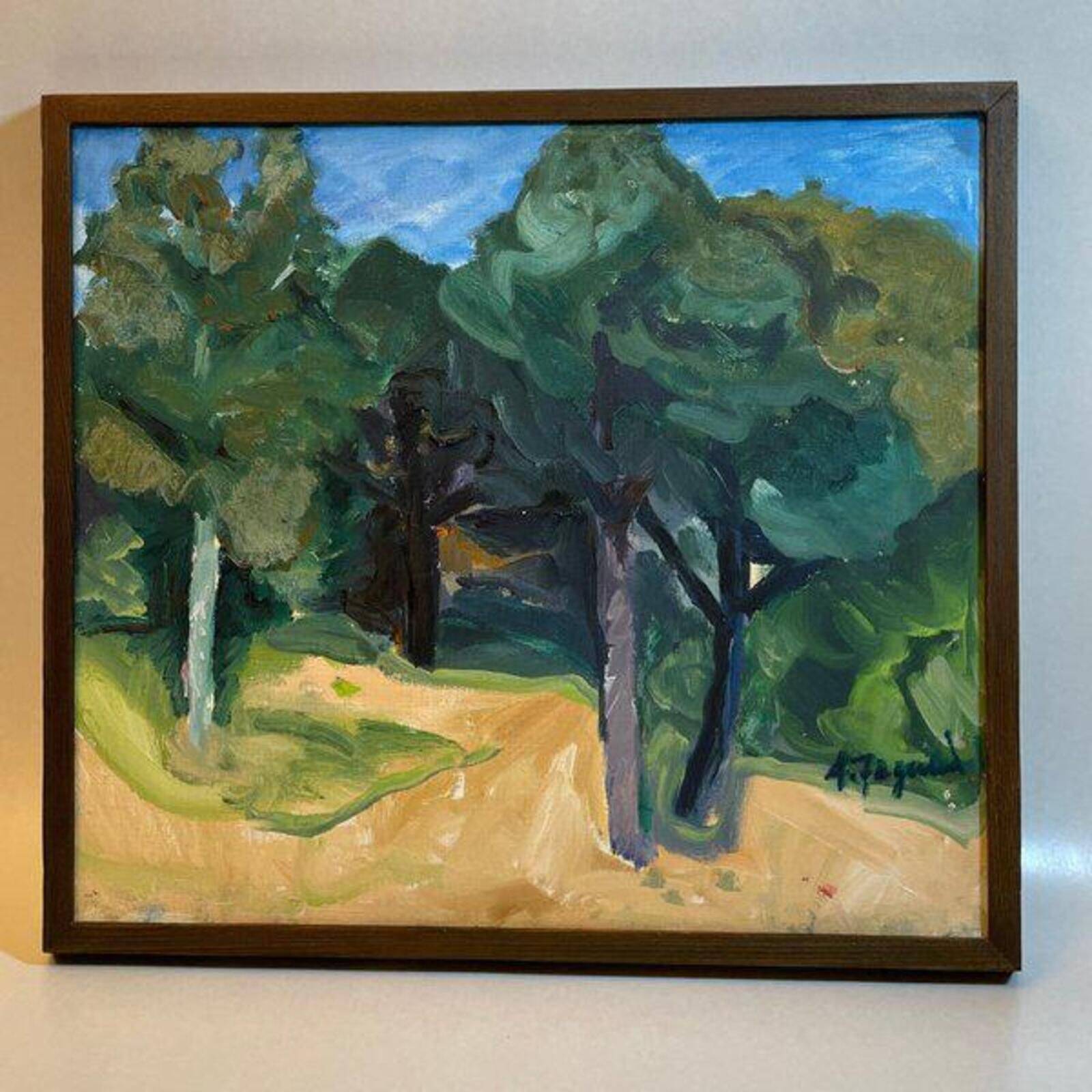 Original Swedish Oil On Canvas – “Gläntan” By Asta Fagerlund – Dated 1987 – Vintage & Framed – 48.5 × 43.5 Cm (19.1" × 17.1")