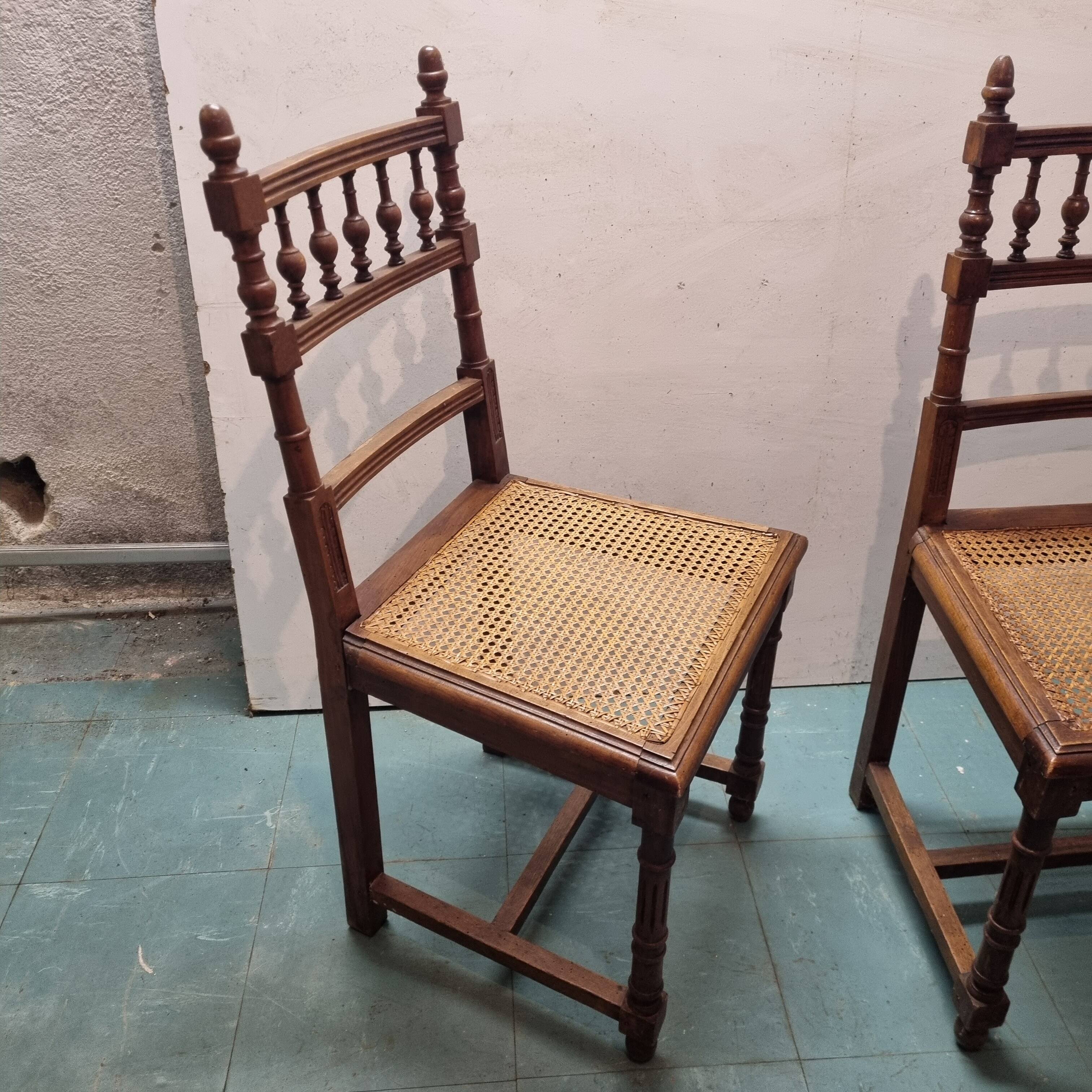 4 chaises rotin & bois