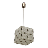 Mid-Century Square Clear Glass Pendant by Kamenicky Senov, 1960's