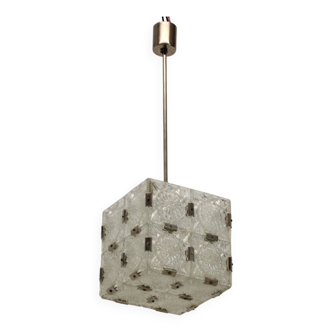 Mid-Century Square Clear Glass Pendant by Kamenicky Senov, 1960's