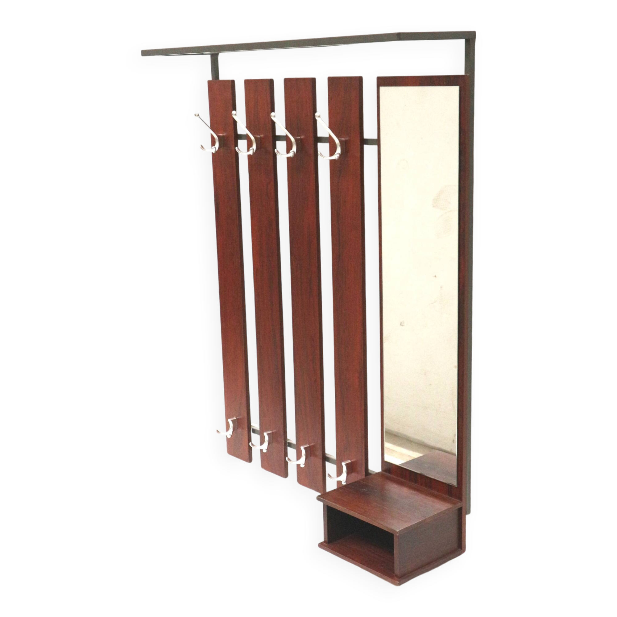 Large vintage coat rack / wall coat rack with mirror made in the 60s