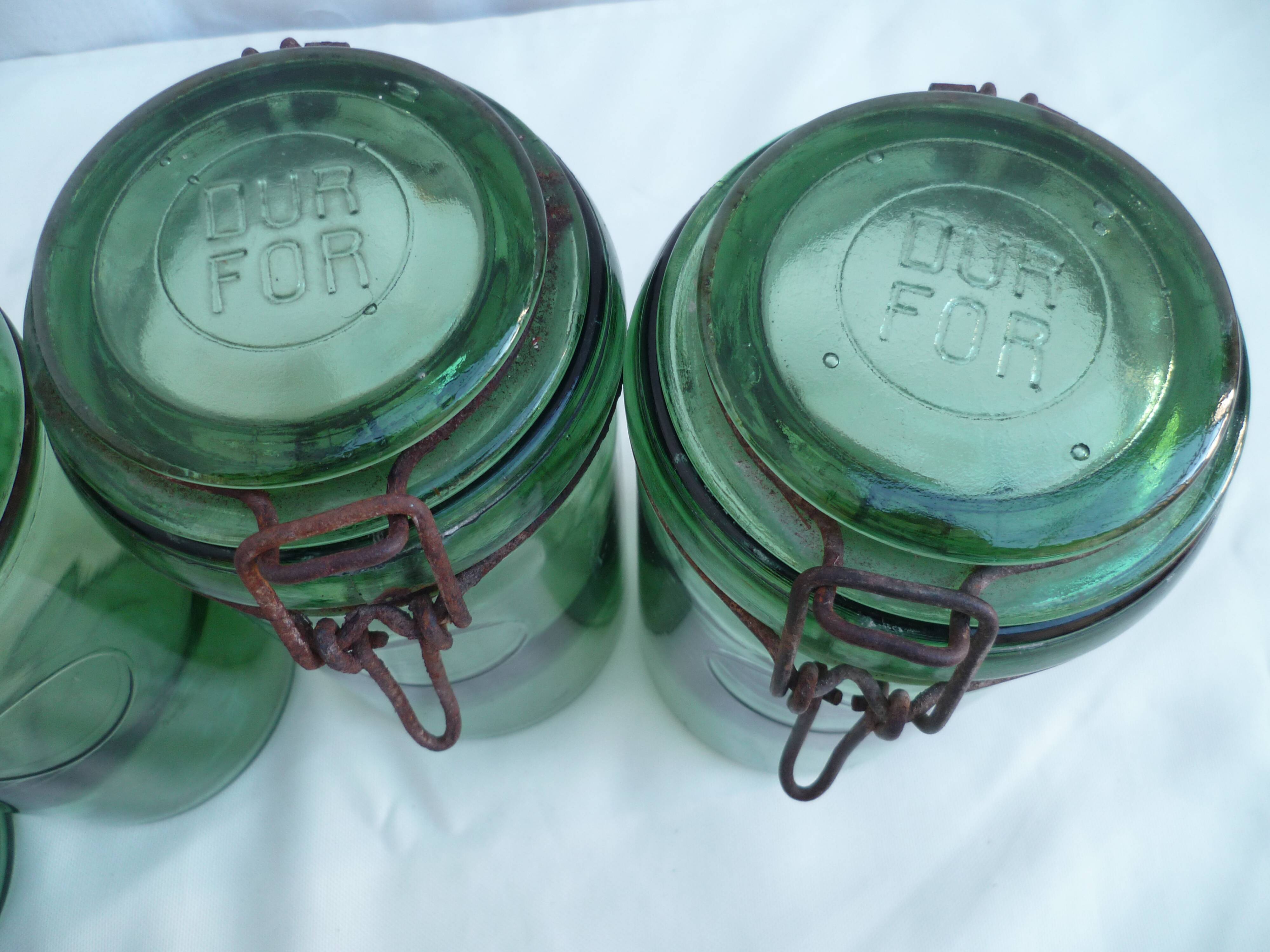 4 jars 1 liter bottle green Durfor to 1950s