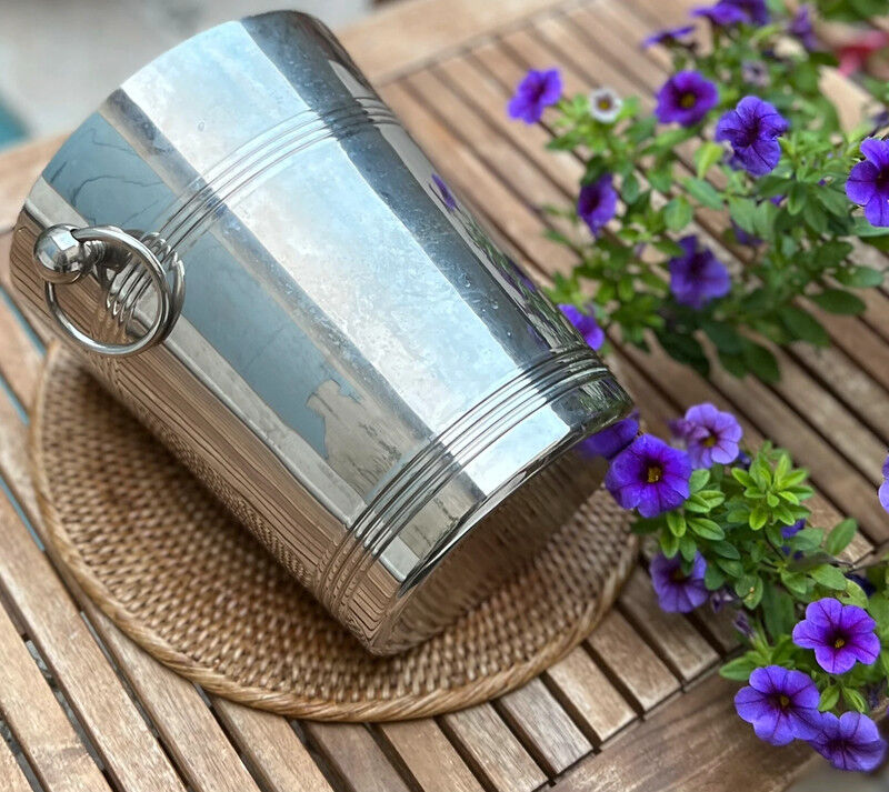 Silver metal champagne bucket