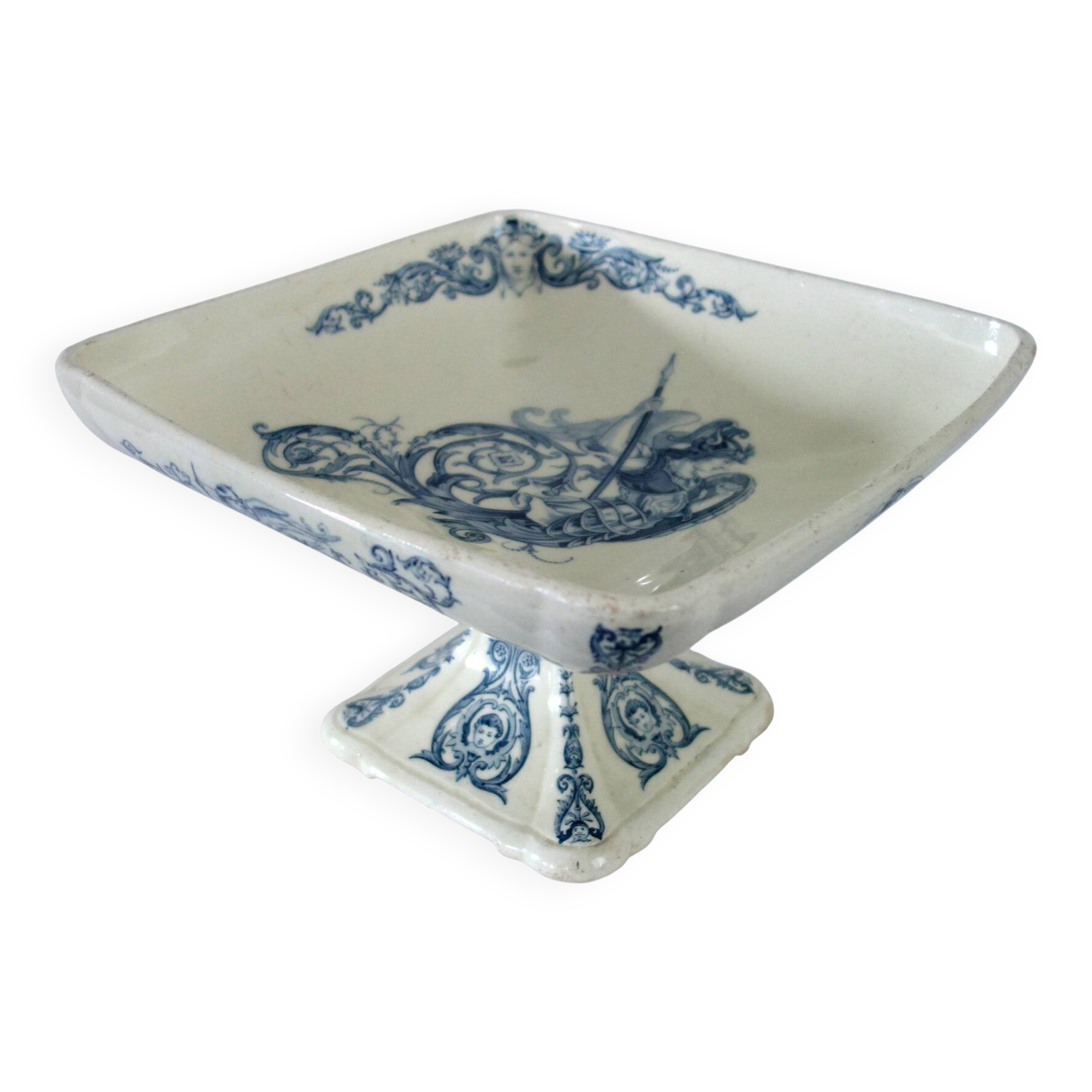 Large Renaissance ironstone compote dish from Clairefontaine JS & Cie, 19th century.