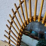 60's rattan sun mirror - 62x42cm