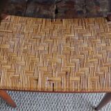 60s stool in teak and braided rush